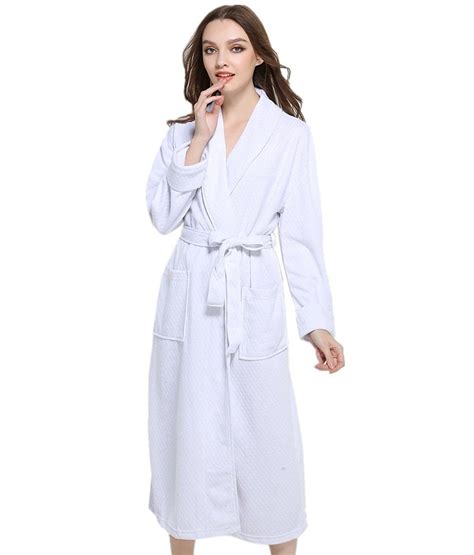 Unisex Terry Cloth Robe Hotel Spa Bathrobe Kimono Robes White