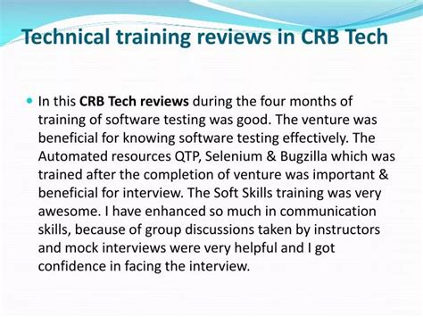ppt crb tech technical training reviews powerpoint presentation free download id 7148500