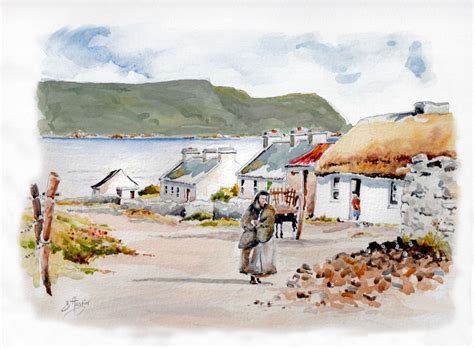 Keel Village Achill Island Co Mayo Ireland 1922 Watercolor
