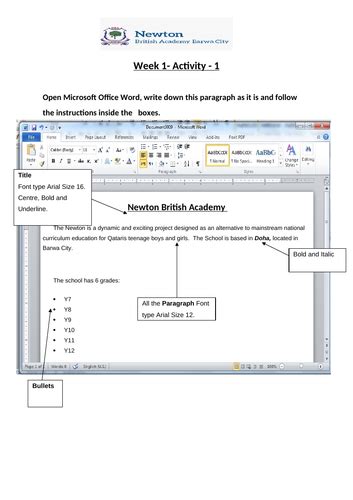 Microsoft Word Practical Activities Teaching Resources