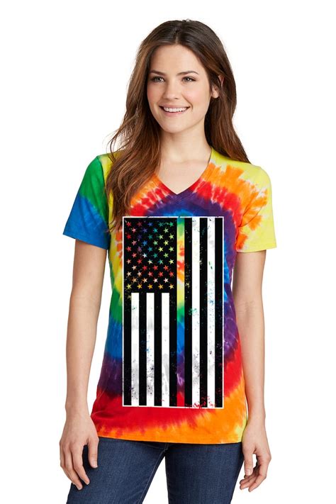 Gay Pride Rainbow Line American Flag LGBT USA Women S Etsy