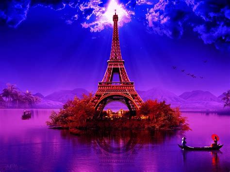 Purple Eiffel Tower Wallpaper Eiffel Tower Print Digital Art