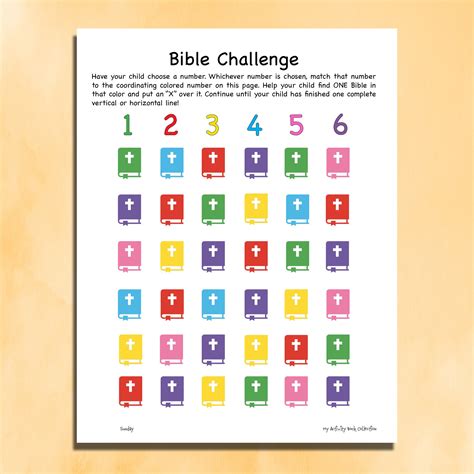 Bible Challenge Printable Worksheet For Kids Nondenominational Etsy