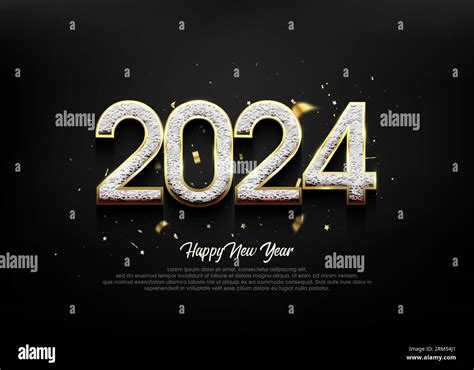 Happy New Year 2024 With Gold Numbers 3d Metallic Vector Background