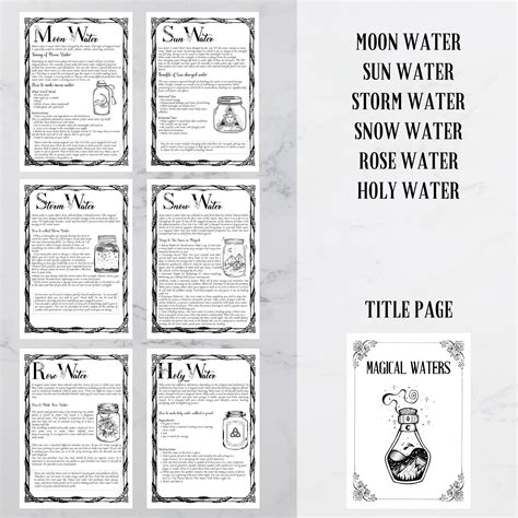 Magical Waters Grimoire Pages Etsy Sun And Water Grimoire Wiccan