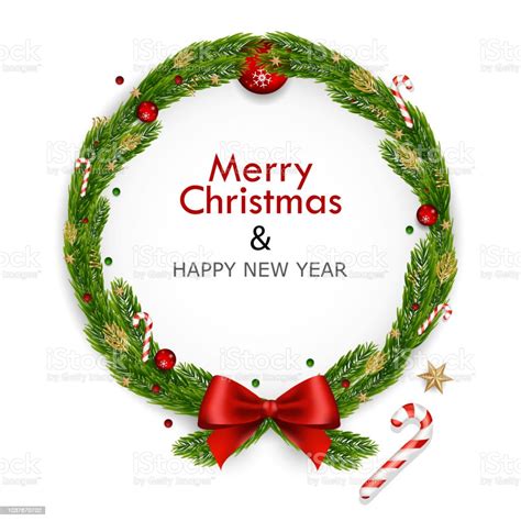 Merry Christmas And Happy New Year Greeting Card Background Stock