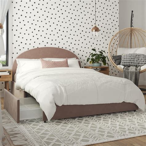 Mr Kate Moon Upholstered Bed With Storage Full Size Frame Blush