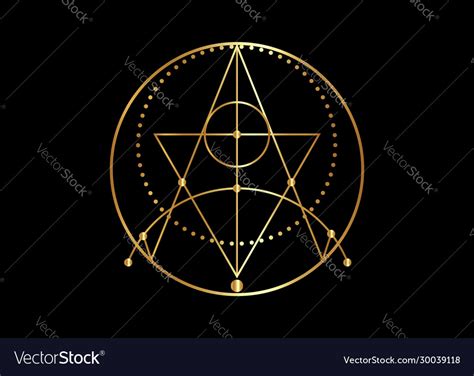 Golden Sigil Protection Magical Amulet Sign Vector Image
