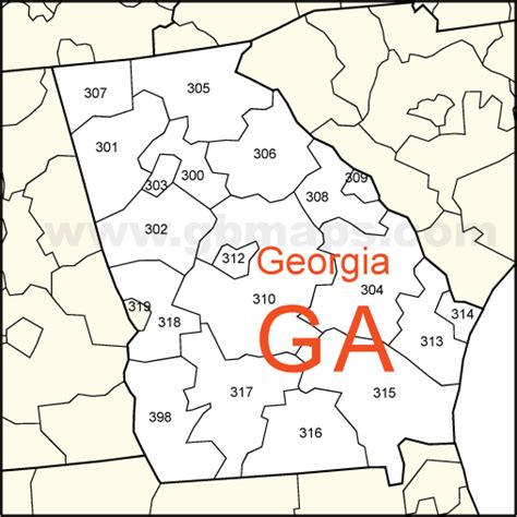 Printable Georgia Zip Code Map Web List Of All Zip Codes For The State