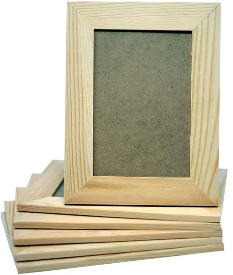 Pack Of 6 Unfinished Solid Pine Wood Picture Frames For Arts Crafts