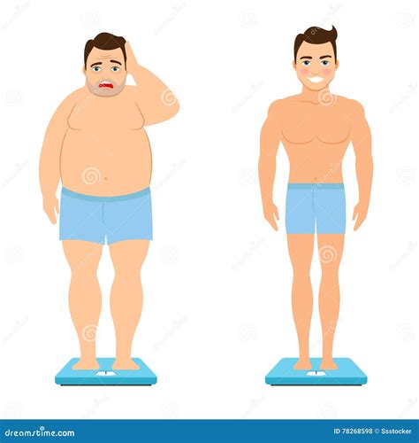 Man Before And After Weight Loss Stock Vector Illustration Of Belly