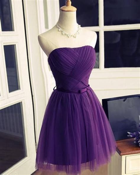Dark Purple Cute Tulle Knee Length Formal Dress 2019 Simple Prom