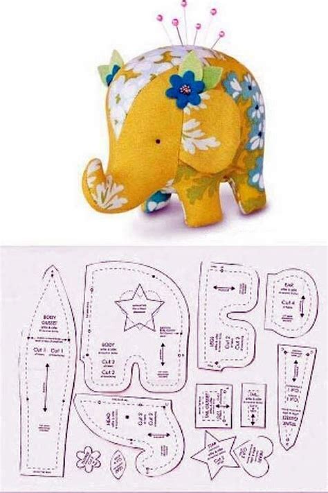 5 Free Patterns 1 Tutorial Plush Elephant Sewing Stuffed Animals