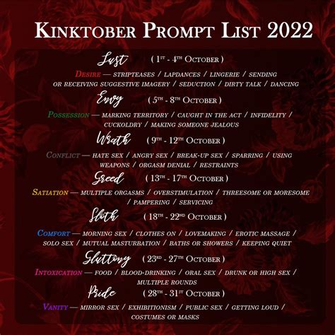 Cammie 🌅🌠 Is Requesting Arc Readers On Twitter I Made This Kinktober Prompt List For My Tumblr