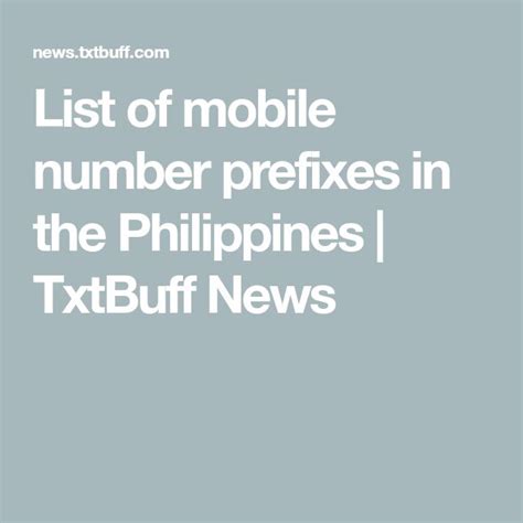List Of Mobile Number Prefixes In The Philippines Txtbuff News