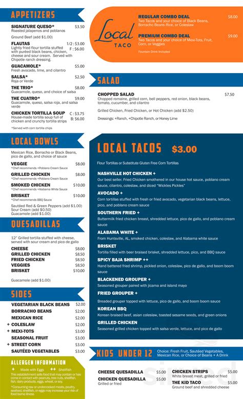 Local Taco Menus In Bowling Green Kentucky United States