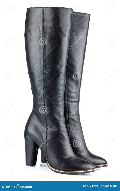 Black Leather Lady Boots Stock Image Image Of Boot Person 27749491