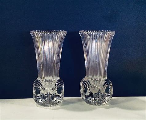Vintage Lead Crystal Pair Of American Fostoria Bud Vases Etsy