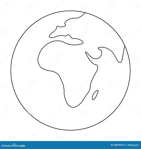 Simplified Outline Earth Globe With Map Of World Focused On Africa