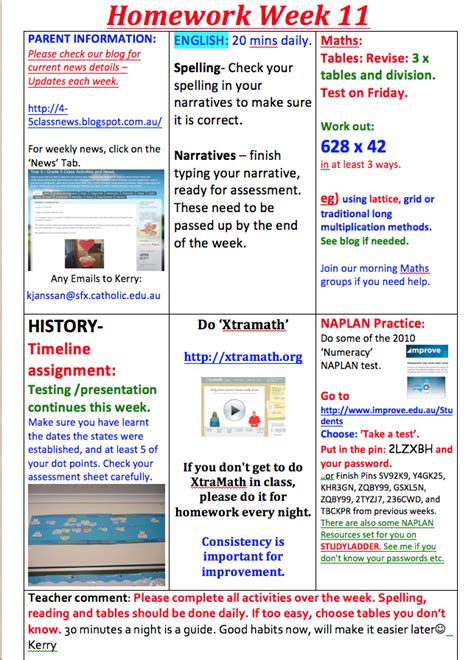 Year 5 Grade 5 Class Activities And News Homework And