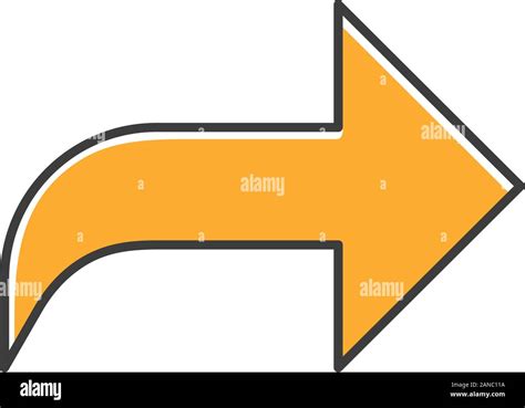 Right Orange Curved Arrow Color Icon Direction Sign Forward Curve