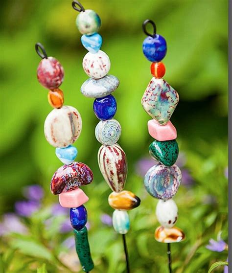 Garden Decor Idea With Wire And Glass Beads Glass Bead Crafts Bead Crafts Fairy Garden Etsy