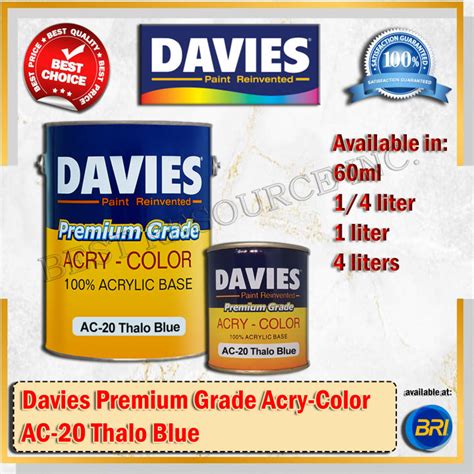 davies premium grade acry color ac 20 thalo blue 60ml 1 4 liter 1 liter lazada ph
