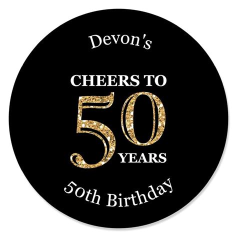 50th Birthday Circle Stickers Adult 50th Birthday Gold Etsy