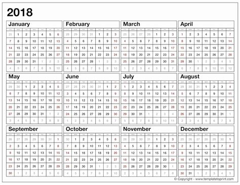 Year At A Glance Calendars Printable