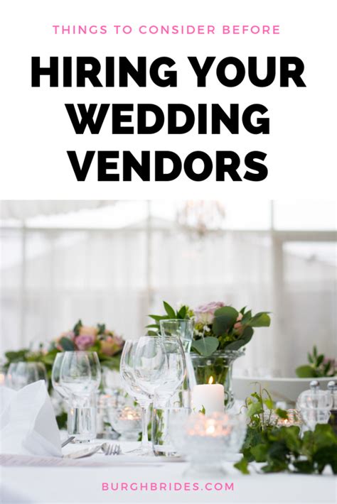 Savvy negotiation is the key to rescheduling without losing more money than you already have. Things to Consider Before Hiring Your Wedding Vendors ...