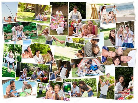 Collage De Lindas Familias Divertirse — Foto De Stock © Wavebreakmedia