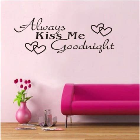 Always Kiss Me Goodnight Love Wall Decals Quote Decorations Living Room Sticker Bedroom