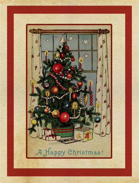 Christmas Tree Vintage Card Free Stock Photo Public Domain Pictures