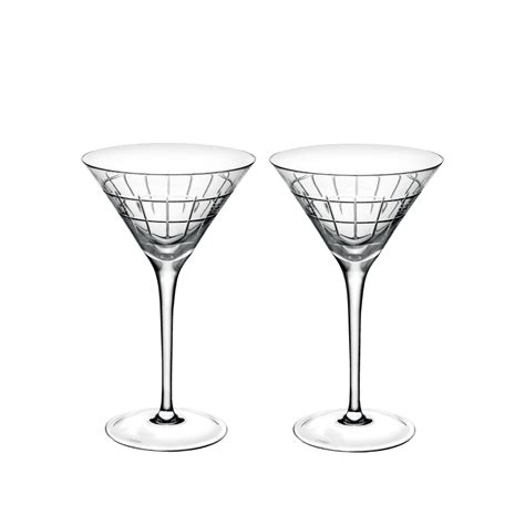Set Of 2 Crystal Martini Glasses Graphik