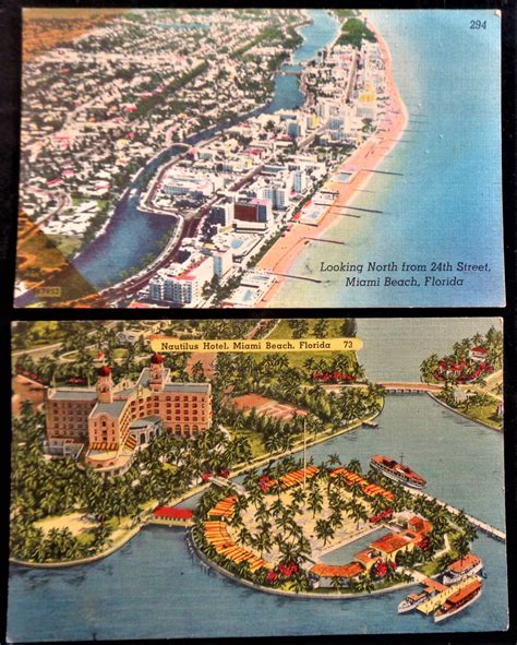 Twelve Miami Beach Vintage Linen Postcards 1940s Etsy