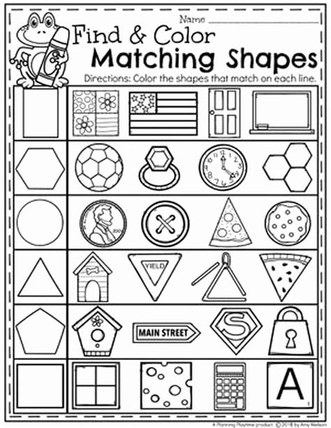 Identify Shapes Worksheet Kindergarten 9 Matching Shapes To Objects