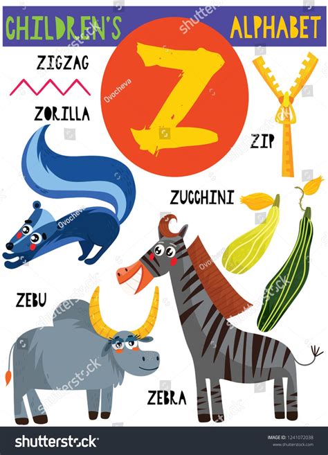 Letter Zcute Childrens Alphabet With Adorable Animals And Other