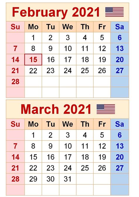 Editable February March 2021 Calendar Printable Excel One Platform