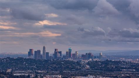 Hd Downtown Los Angeles Skyline Colorful Cloudscape Day To Night
