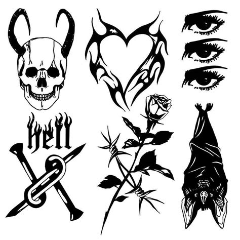 Various Tattoo Designs On White Background