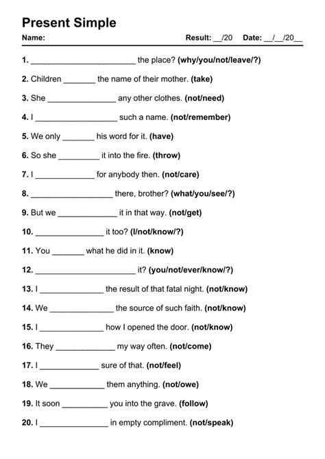 101 Printable Present Simple Pdf Worksheets With Answers Grammarism