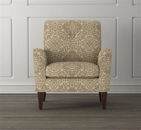 Handy Living Alex Barley Grey Damask Upholstered Arm Chair For Sale In