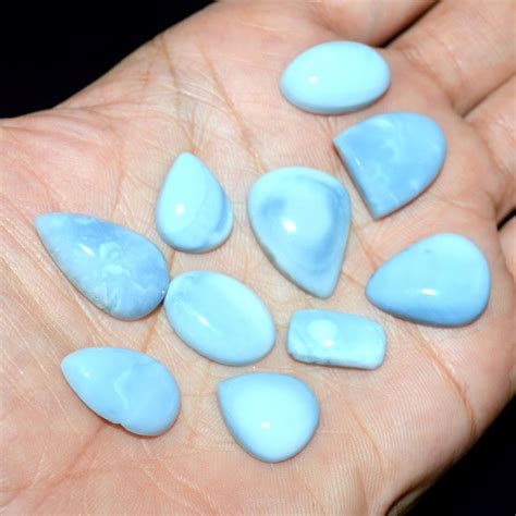10 Pieces Lot Blue Opal Gemstone Cabochon Blue Gemstone Etsy