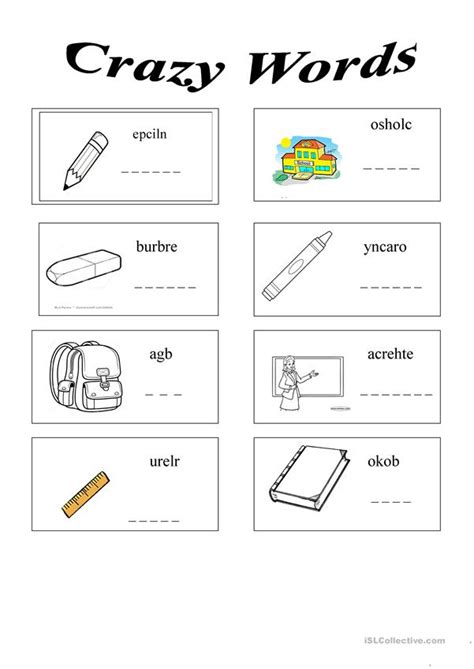 School Things English Esl Worksheets For Distance