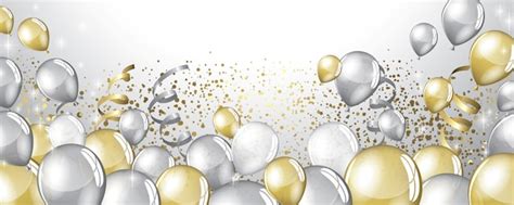 Silver And Gold Balloons Background Vector Premium Download