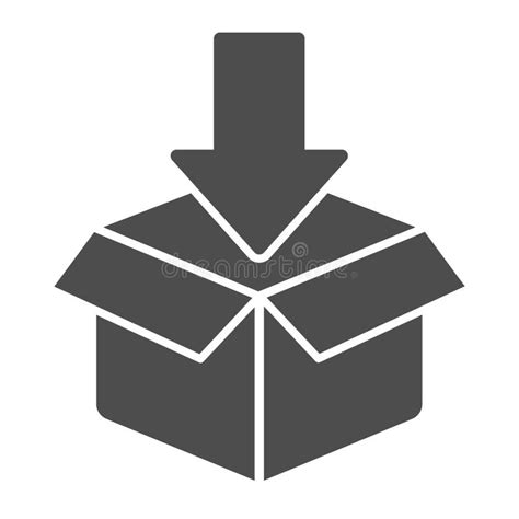 Unpacking Solid Icon Box With Up Arrow Vector Illustration Isolated On