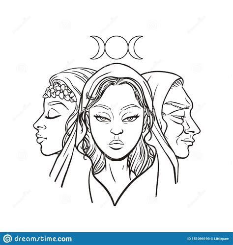 Triple Goddess As Maiden Mother And Crone Beautiful Woman Symbol Of