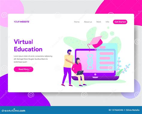 Landing Page Template Of Student With Online Education Illustration