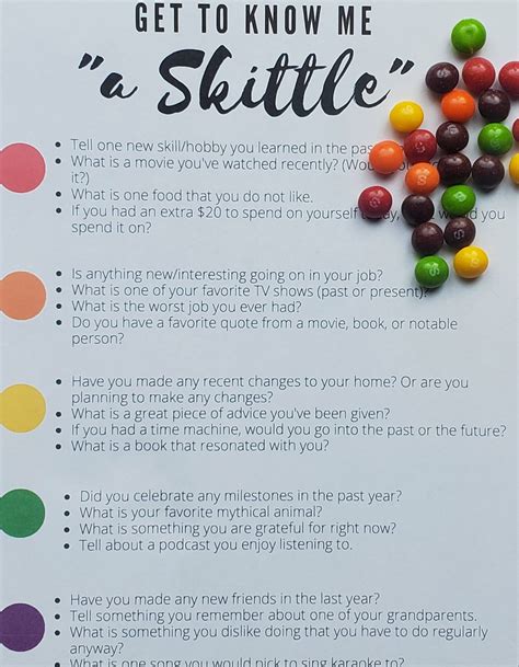 Use These Questions To Break The Ice A Skittle An Easy Ice Breaker For People Who Hate Ice