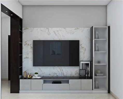 Modern Compact Tv Unit With Console Table Design Livspace